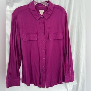 Chico’s Magenta Rayon Blouse, Size 3 (XL)